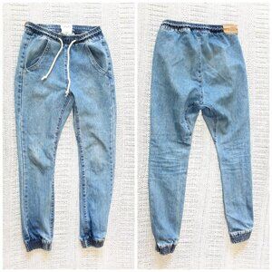 One by One Teaspoon Denim Jogger Pants Size XS Elastic Waist Jeans Cotton Y2K